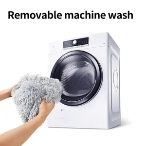 Detailansicht der weichen grauen Plüsch-Haustiermatte für einfache Maschinenwäsche.
