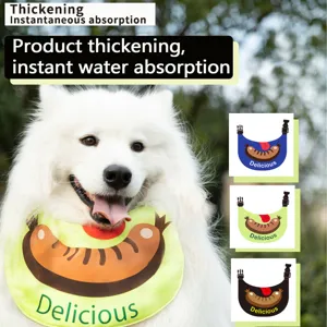 Wasserdichtes Haustier Lätzchen für große Hunde Katzen verstellbar mit lustigem Wurst Design.