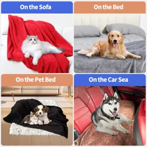 Thickened flannel pet blanket for sofa bed and car seat warm fleece throw for dogs and cats.
