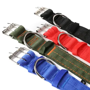 Heavy Duty Tactical Dog Collar Thickened Nylon Adjustable Training Pet Collar For Medium Large Dogs