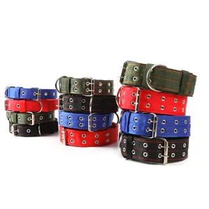 Thickened nylon dog collar for medium large dogs, tactical pet neck strap with metal eyelets.
