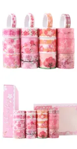 Bonito juego de cinta washi Sakura rosa 16 rollos cinta adhesiva decorativa para diario.