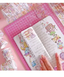Joli set de rubans adhésifs Washi et PET pour carnet, DIY, autocollants décoratifs.