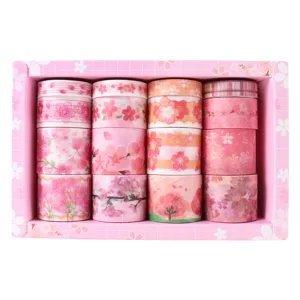 Set de cinta adhesiva washi sakura rosa, cintas decorativas para manualidades y diario.