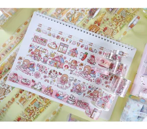 Joli kit de ruban washi pour journal DIY, rouleaux de ruban adhésif PET décoratif au design doux.