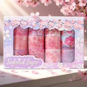 Washi Tape Set Cherry Blossom Purple Series Decorative Adhesive Tape For Journal Scrapbooking DIY Crafts