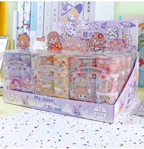 Mia set de ruban adhésif décoratif washi PET double matériau 12 rouleaux papeterie