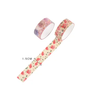 Decorative Gold Foil Washi Tape Floral Pattern DIY Craft Adhesive Tape Detail Display