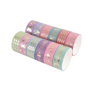 Buntes Goldfolien Washi Tape Set fuer Tagebuch und Basteln dekorative Papierrollen DIY