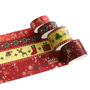 Christmas gold foil washi tape set decorative journal masking tape holiday DIY crafts.