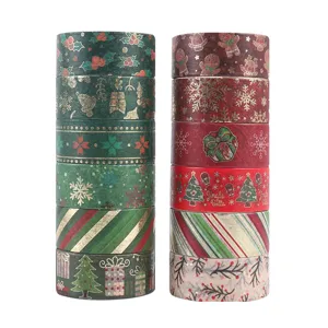 Ensemble de ruban adhésif washi doré de Noël autocollant décoratif pour planificateur bricolage