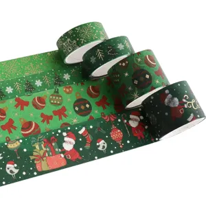 Christmas decorative washi tape gold foil masking tape detail view showing patterns