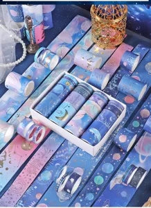 Washi tape set galaxy starry sky hot stamping decorative journal masking tape 15mm 2m