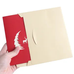 3D Pop-Up Christmas Tree Greeting Card with Envelope Holiday Gift Card Handcrafted Paper