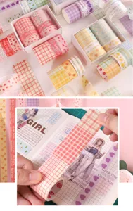 Set di nastro washi a quadri e frutta decorativo per bullet journal fai da te 6 rotoli