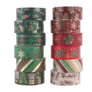 Set de ruban adhésif washi de Noël, rouleaux de masking tape doré pour le bricolage journal.