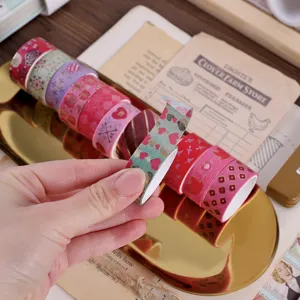 Valentine gold foil washi tape set for DIY journaling and scrapbooking craft projects.