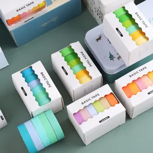 Colorful solid color washi tape set decorative planner masking tapes DIY craft stationery supplies