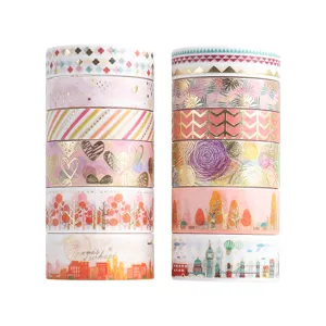 Japanese style gold foil washi tape set decorative masking tapes for journaling crafts