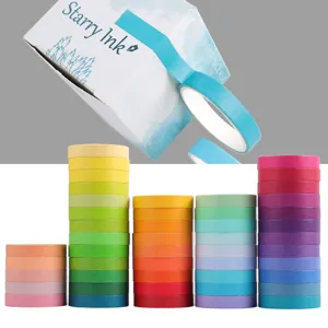 Colorful Washi Tape Set Rainbow Decorative Adhesive Tapes for DIY Craft Journaling and Scrapbooking
