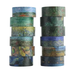 Nastro Washi Van Gogh dettaglio, cancelleria artistica estetica per decorazione diario fai da te.
