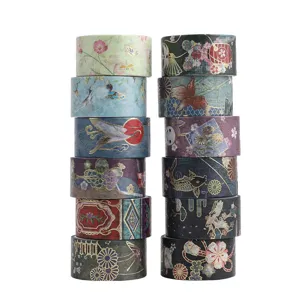 Japanese style gold foil washi tape set decorative adhesive masking tapes for journaling craft