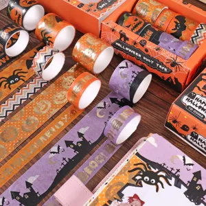 Halloween Washi Tape Set Pumpkin Bat Cartoon Decorative Adhesive Tape For DIY Journal Scrapbook Crafting Supplies