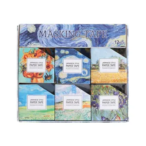 Set nastro adesivo Van Gogh, 12 pezzi di washi tape artistico per decorazione diario fai da te.