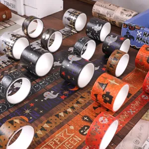 Halloween Goldfolie Washi Tape Set dekorative Masking Klebeband fuer Tagebuch DIY Basteln