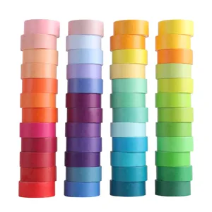 48 rollos cinta washi lisa de color set decorativo para manualidades y diarios