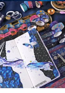 Starlight starry night stamping washi tape decorative stickers for DIY journal craft and planning.