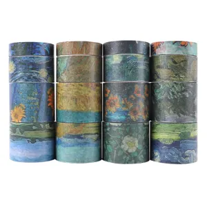 Vista di dettaglio del set di nastro Washi Van Gogh, adesivi artistici per bricolage.