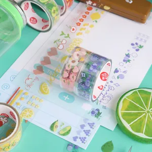 Set di nastro Washi trasparente PET motivo a frutta adesivi decorativi per diario cancelleria