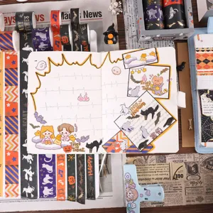 Set de rubans adhésifs washi Halloween dorés décoratifs pour loisirs créatifs DIY.