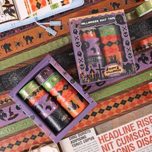 Halloween washi tape set decorative masking foil tapes for journaling DIY crafts scrapbooking
