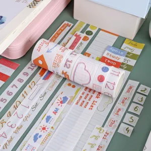 Washi Tape Set Grid Timeline Decorative Masking Tape Cute Scrapbook Journaling Stickers DIY Craft Stationery Supplies