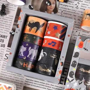 Halloween washi ruban adhesif ensemble autocollants decoratifs bronzants pour journal DIY