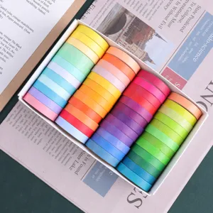 Macaron rainbow washi tape set 7.5mm colorful DIY masking tape for journal planning crafting.