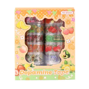Set di nastro Washi trasparente in PET, tema frutta dopamina, rotoli decorativi per diario e fai da te.