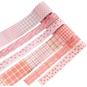 Set di 6 nastro washi rosa carino griglia ciliegia fragola nastro adesivo decorativo per diario fai