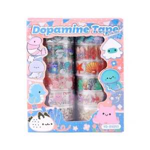 Set di nastro PET animali marini carini, nastro adesivo decorativo per diario e fai da te.