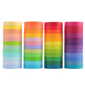 48 Colors Washi Tape Set Solid Macaron Rainbow DIY Craft Decorative Masking Tape Rolls