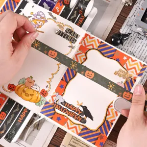 Lot de rubans washi d'Halloween, adhésifs décoratifs et fournitures de bricolage pour carnet.