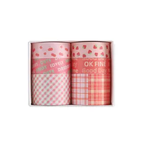 Cute washi tape set for journaling and DIY crafts. Pink aesthetic decorative tape rolls for planners.