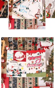 Christmas gold foil washi tape detail shot, decorative journal planner masking tape supplies.