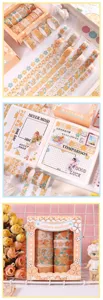 Washi tape set 12 rolls gold foil decorative masking tape for DIY planner journal scrapbooking.