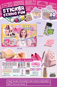 Set giocattolo braccialetto adesivo fai da te per bambini con scatola e perline.