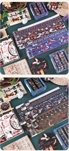 Guofeng Chinese style washi tape set for DIY journaling and scrapbooking with gold foil details.