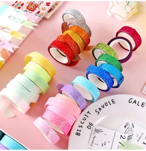 Set di nastro Washi glitterato colorato nastro adesivo decorativo per fai da te diario