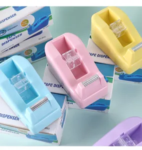 Macaron color desktop tape dispenser plastic tape cutter for office and school stationery.